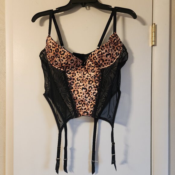 NWT Lovehoney Wild Paradise Leopard Print Bustier and Thong Set - 3X/4X - Picture 1 of 10